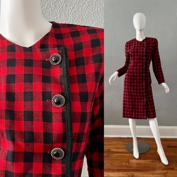 First focus. Size 5/6  beautiful 1980s button down dress - Picture 8 of 12